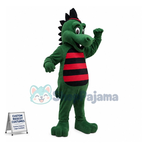 Happy Green Dragon Mascot Adult Costume 