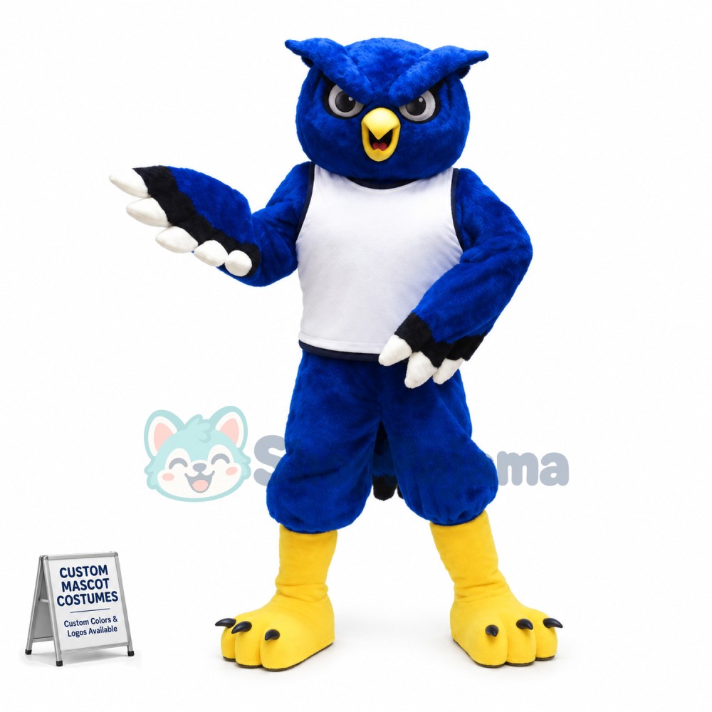 College Blue Owl Mascot Costume 