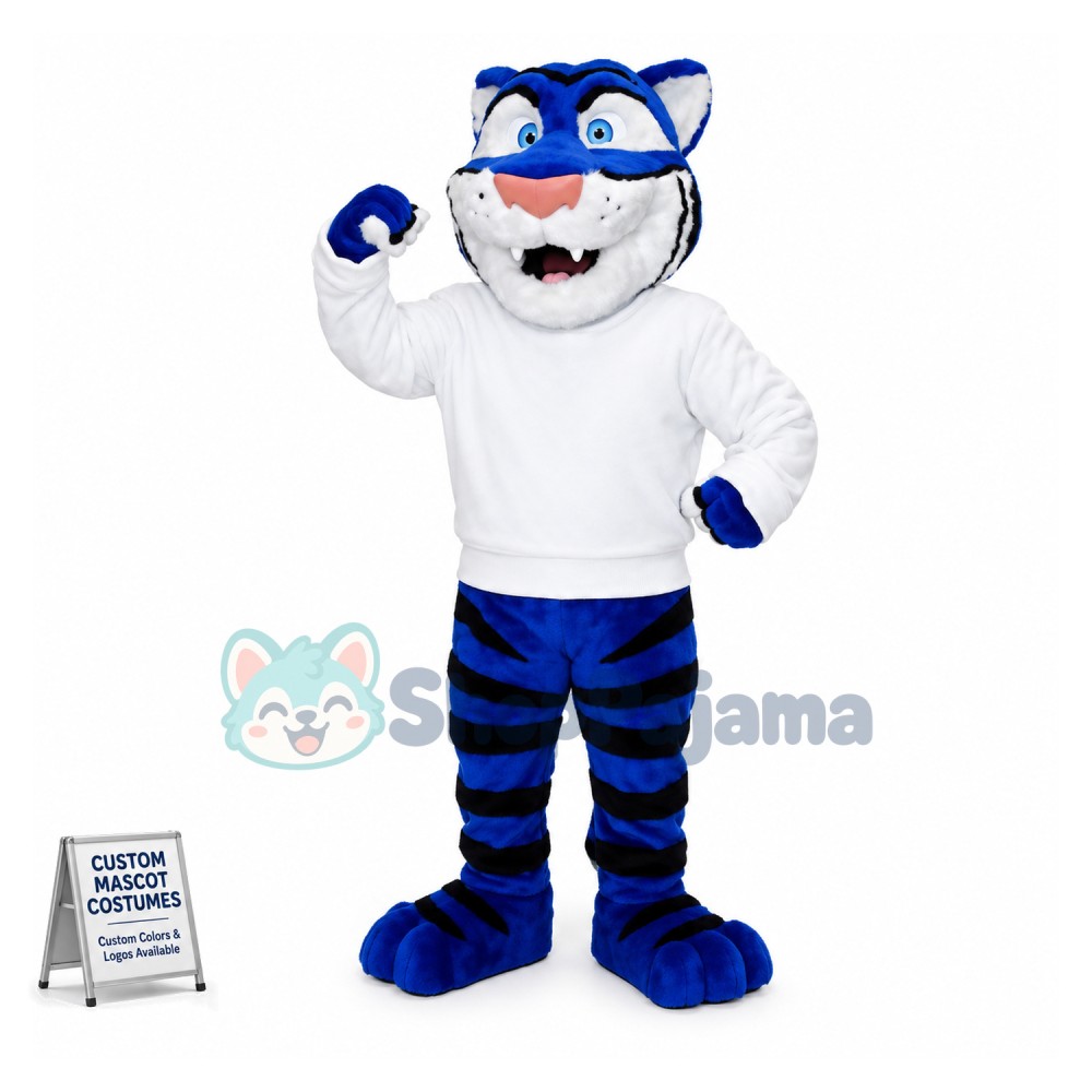 University Blue Tiger Mascot Costume 