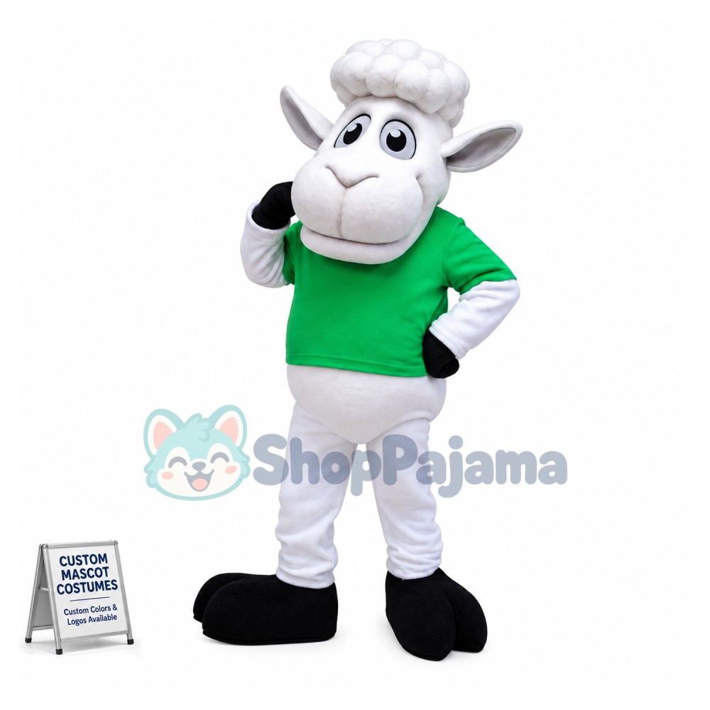 Adorable White Sheep Mascot Adult Costume 