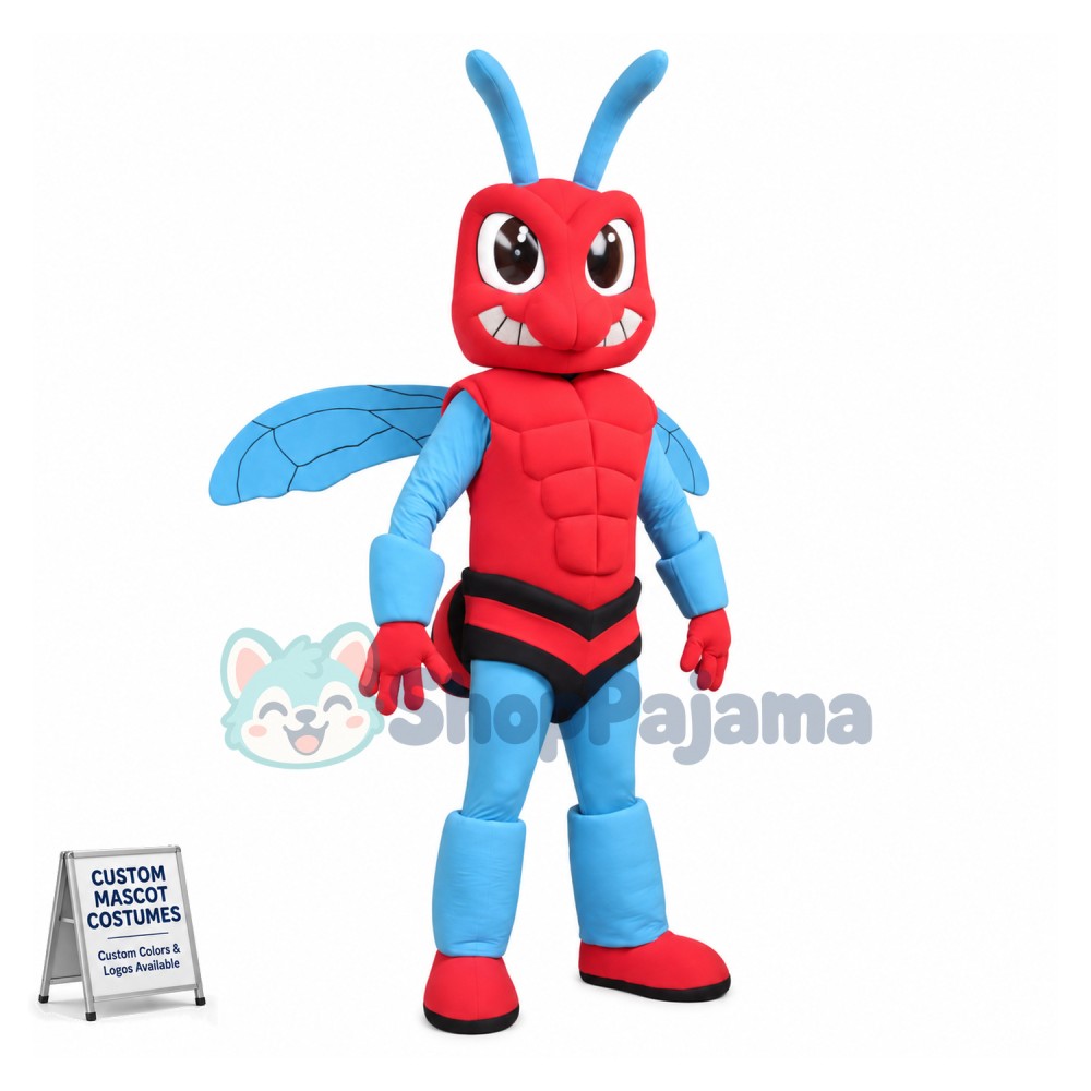 Fierce Power Red & Blue Hornet Mascot Costume	