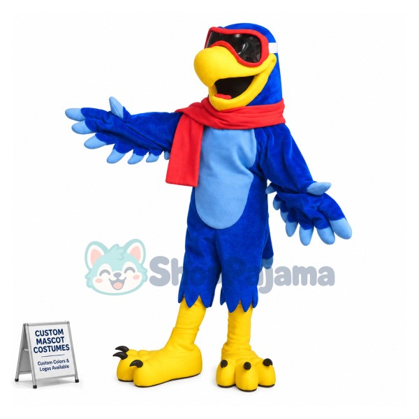 Lovable Blue Snowhawks Mascot Costume	