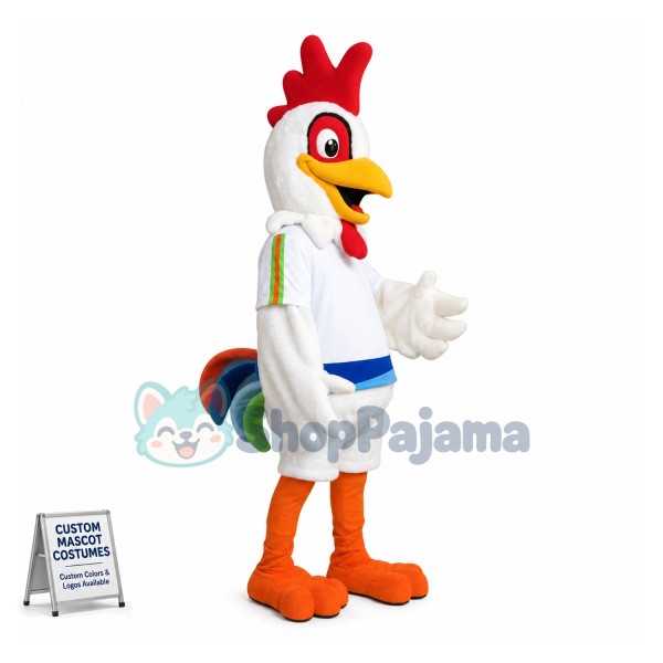 White Rooster Mascot Adult Costume 