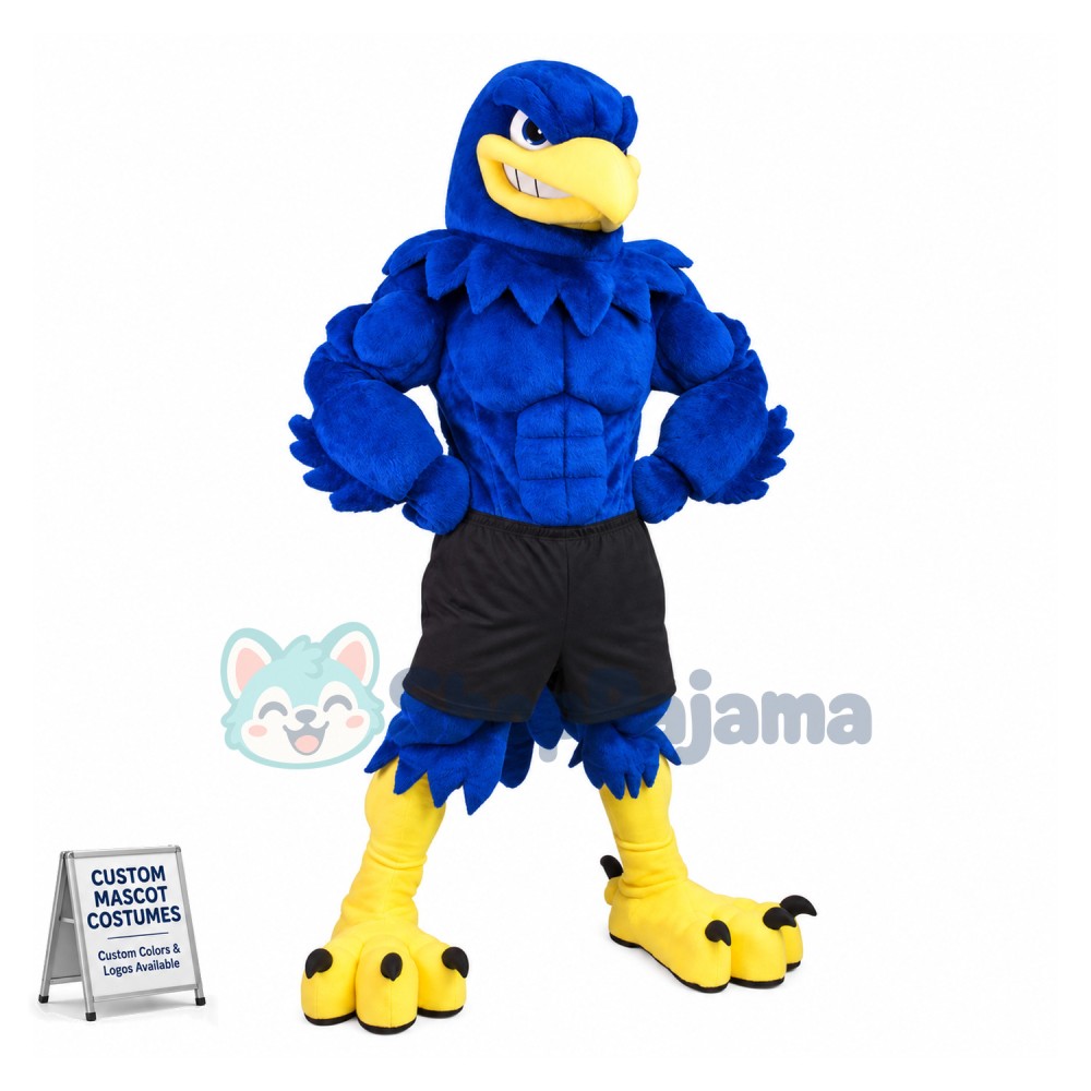 Power Fierce Blue Falcon High School Mascot Costume 