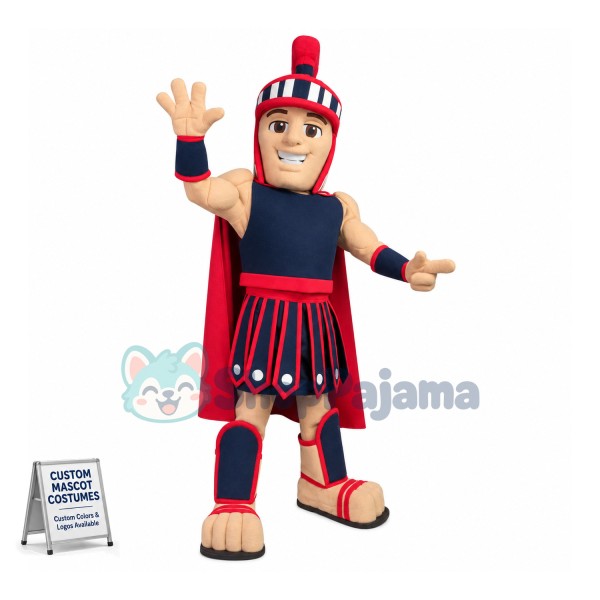 Blue & Red Spartan Warrior Mascot Costume 