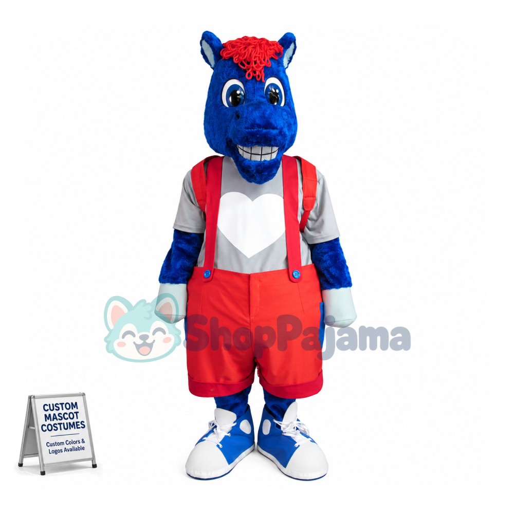 Kid Blue Pony Mascot Costume 