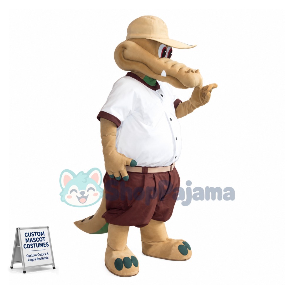 Baseball Beige Alligator Mascot Costume	
