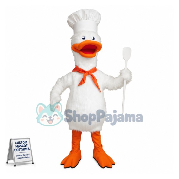 Chef White Duck Mascot Costume 