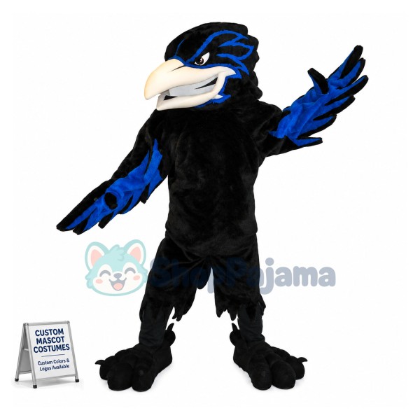 Fierce Black & Blue Raven Mascot Costume 