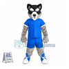 College Grey Husky Dog Mascot Costume 