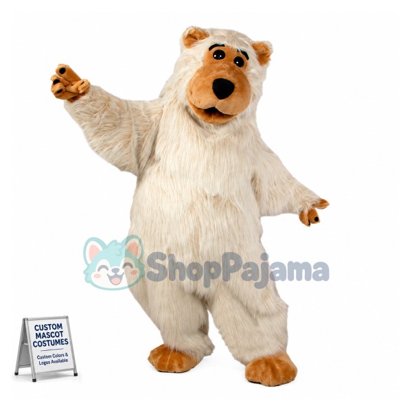 White Ape Long Fur Mascot Costume 