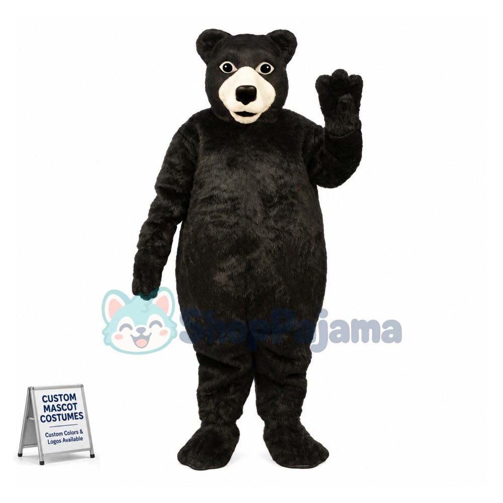 Adult Plush Black Bear Mascot Costume