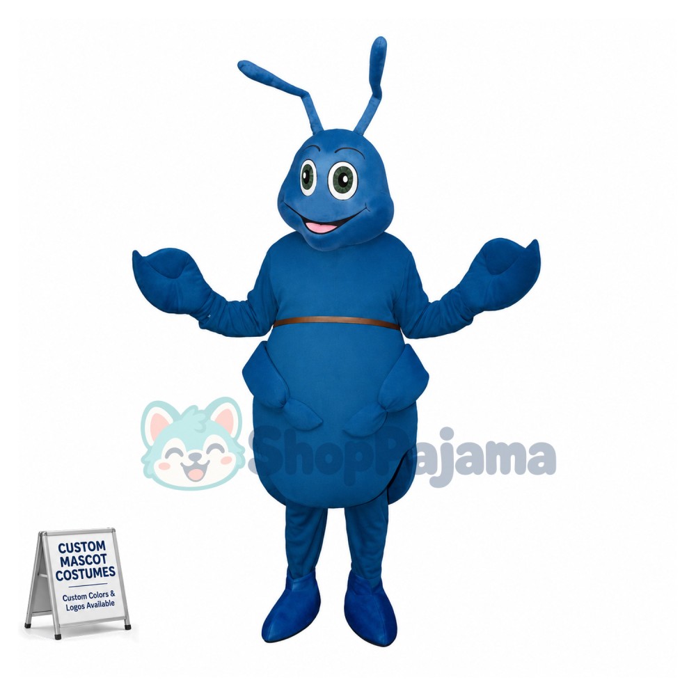 Adult Cartoon Blue Bug Mascot Costume