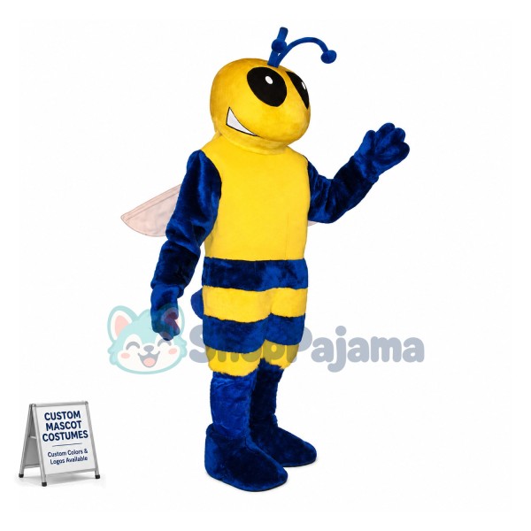 Blue Bee Mascot Costume 