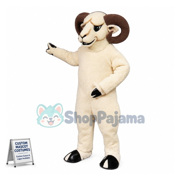 Pessimistic White Ram Animal Lightweight Mascot Costume 