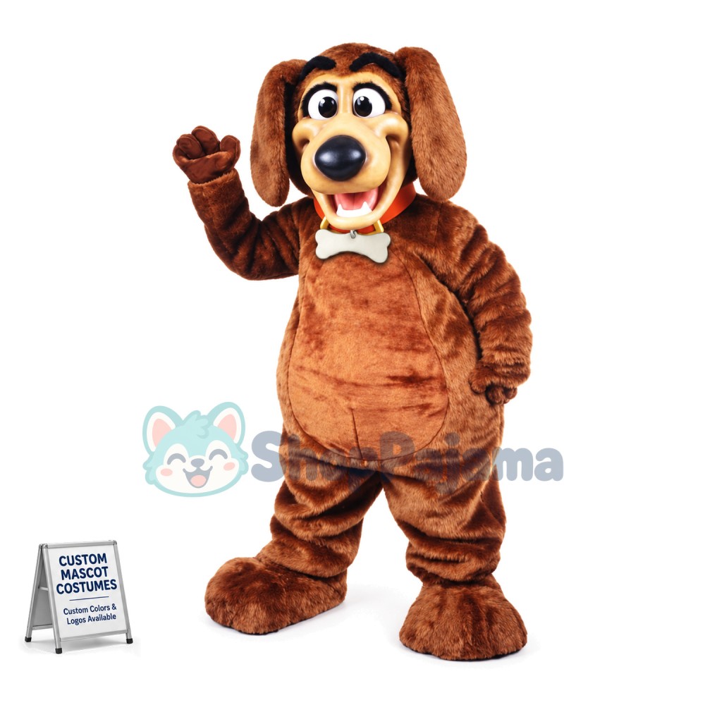 Adorable Brown Hound Family Pet Mascot Adult Costume 