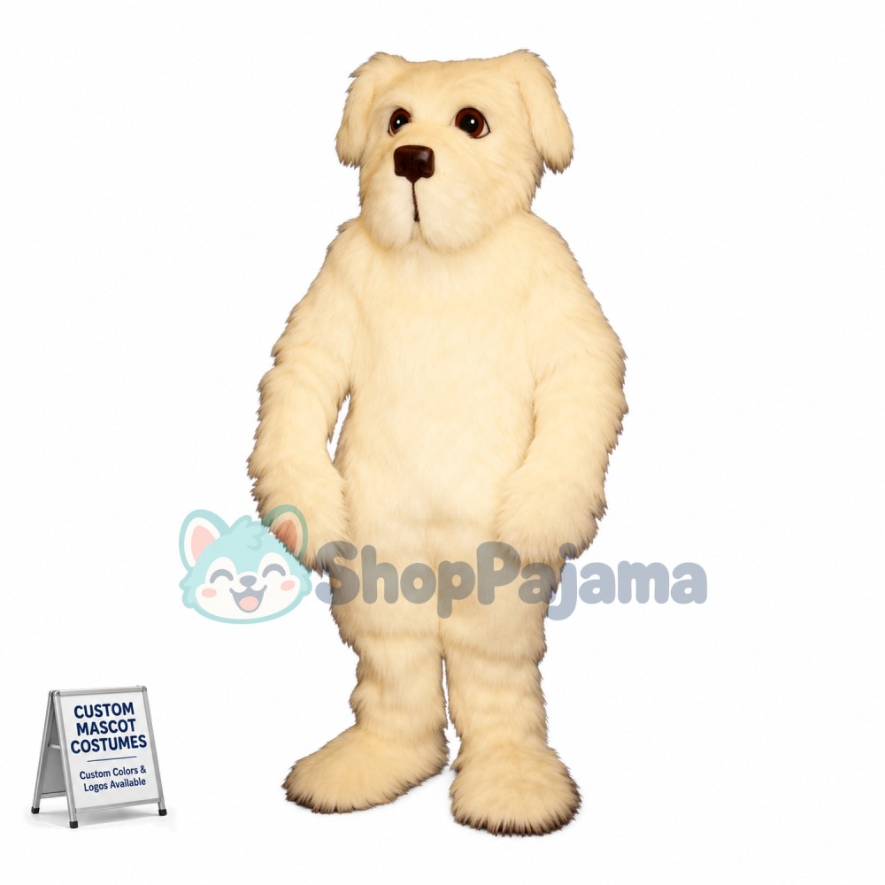 Fluffy White Dog Mascot Costume 
