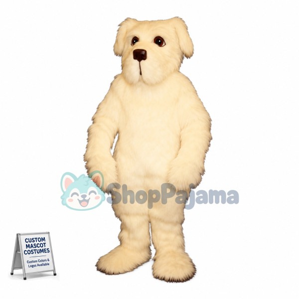 Fluffy White Dog Mascot Costume 
