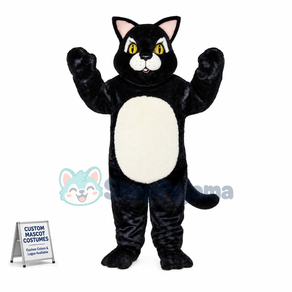 Fat Black Cat Mascot Costume 