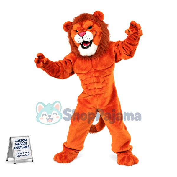 Power Orange Lion Mascot Costume 