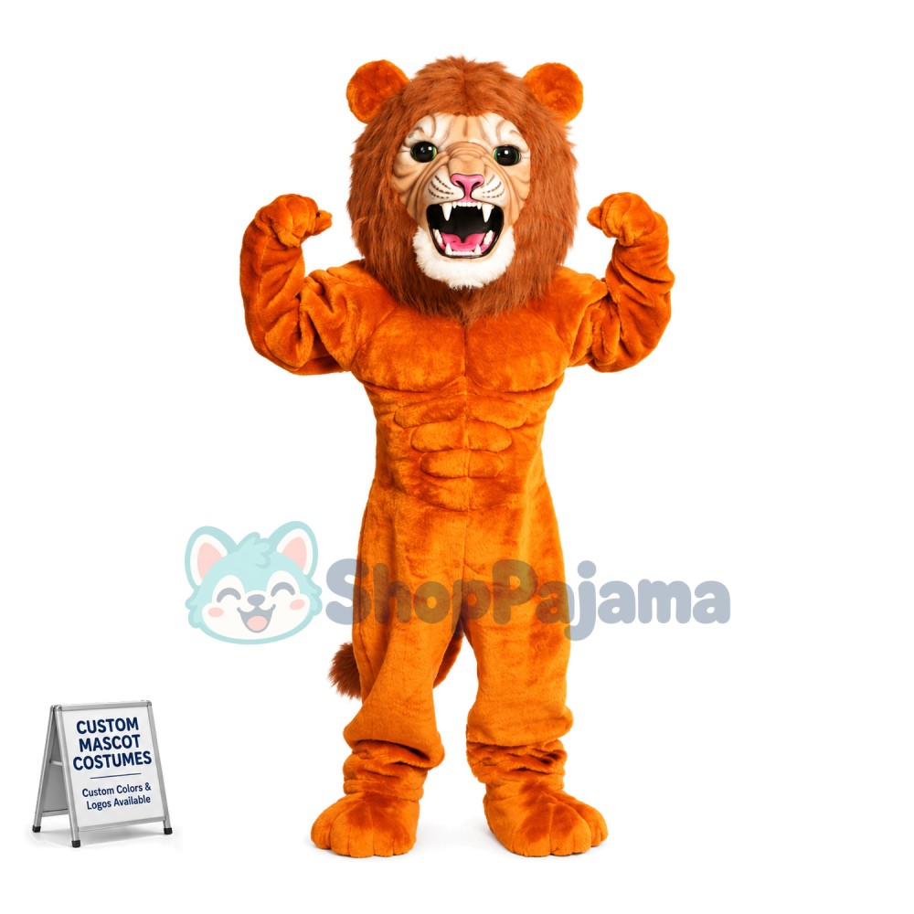 Super Power Orange Lion Mascot Costume 