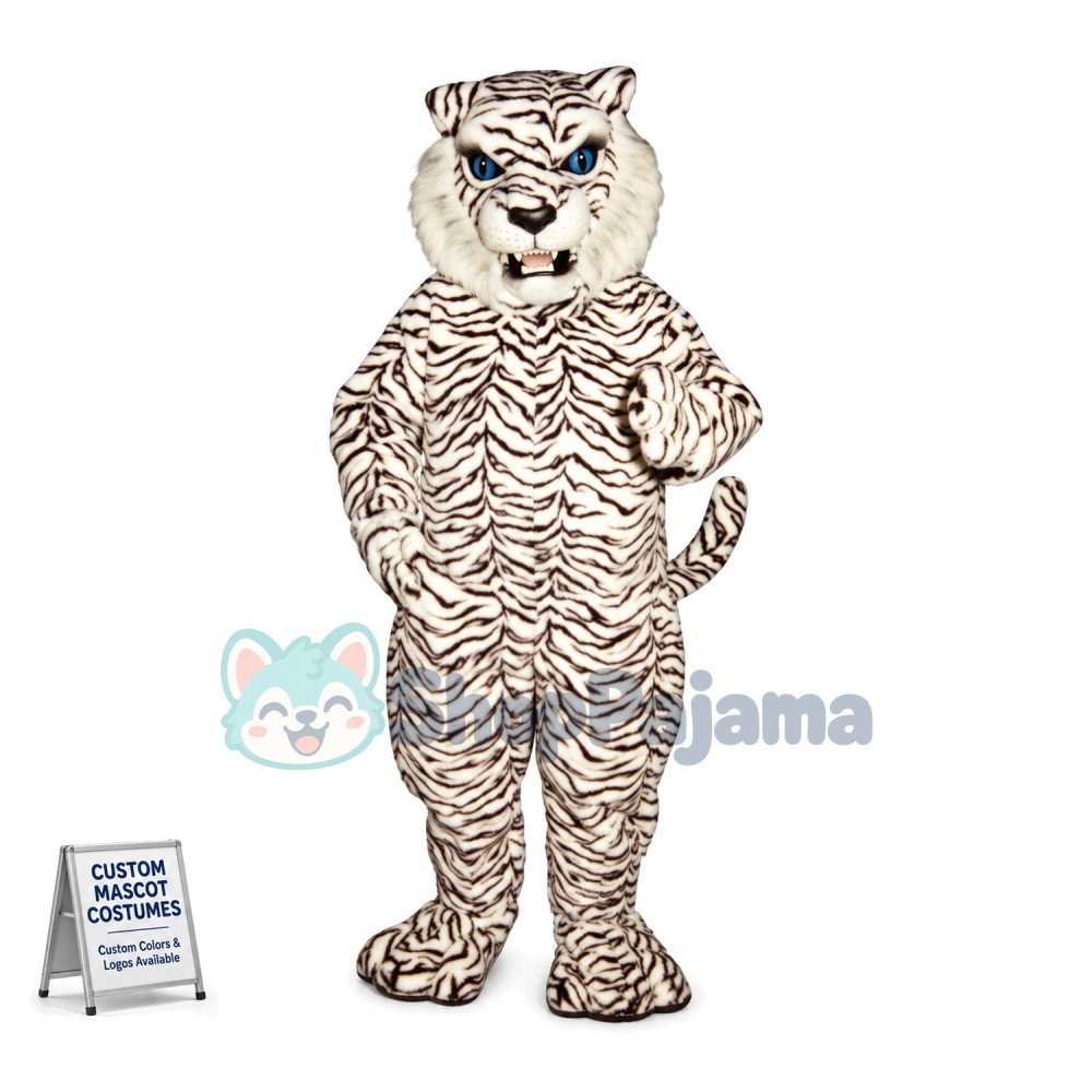 Fierce White Tiger Mascot Costume 