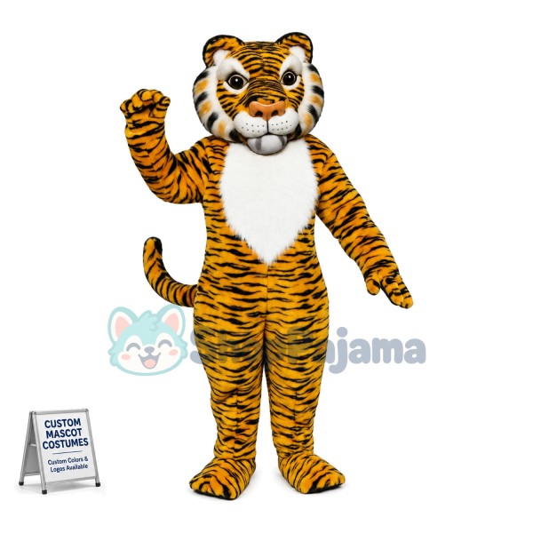 Adult Yellow Tiger Mascot Costume 