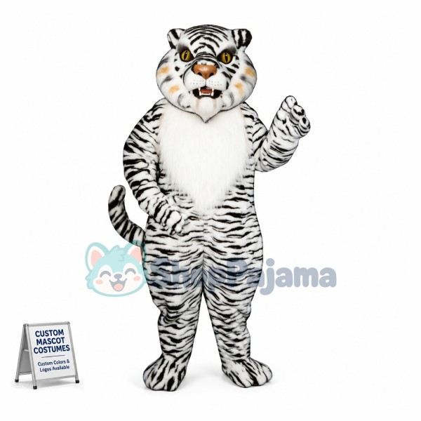Growling White Tiger Mascot Costume 