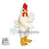 White Rooster Long Fur Mascot Adult Costume 