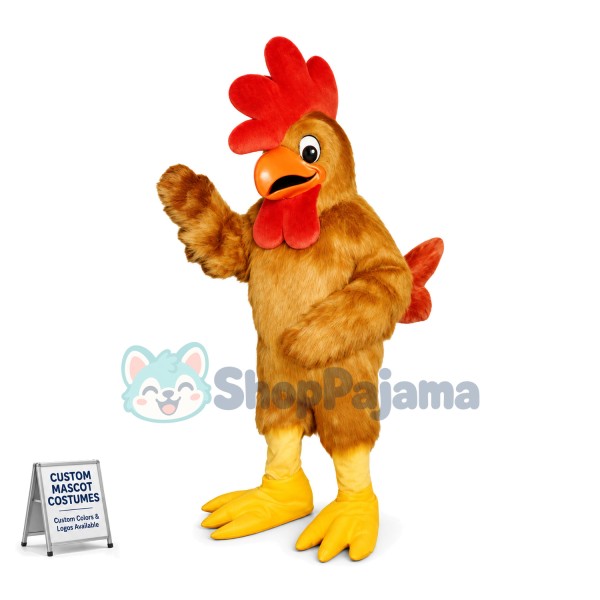 Brown Rooster Mascot Costume For Adult