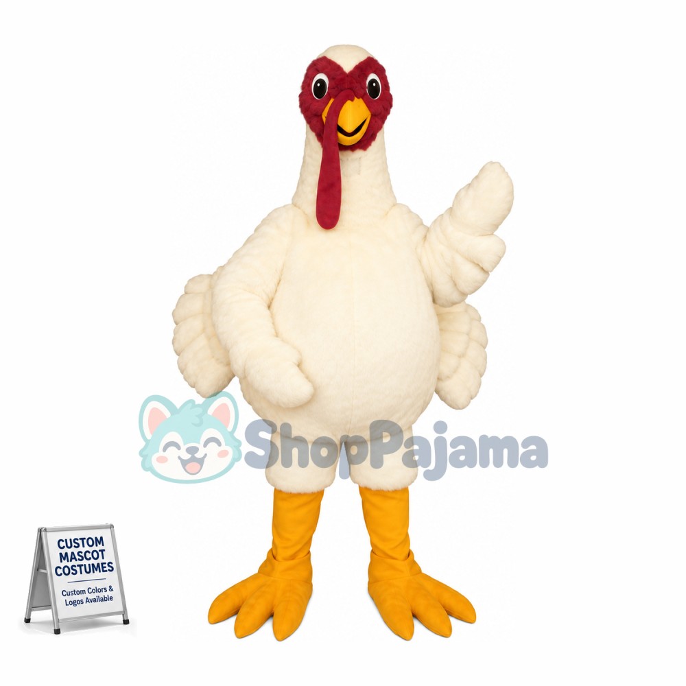 White Turkey Mascot Costume