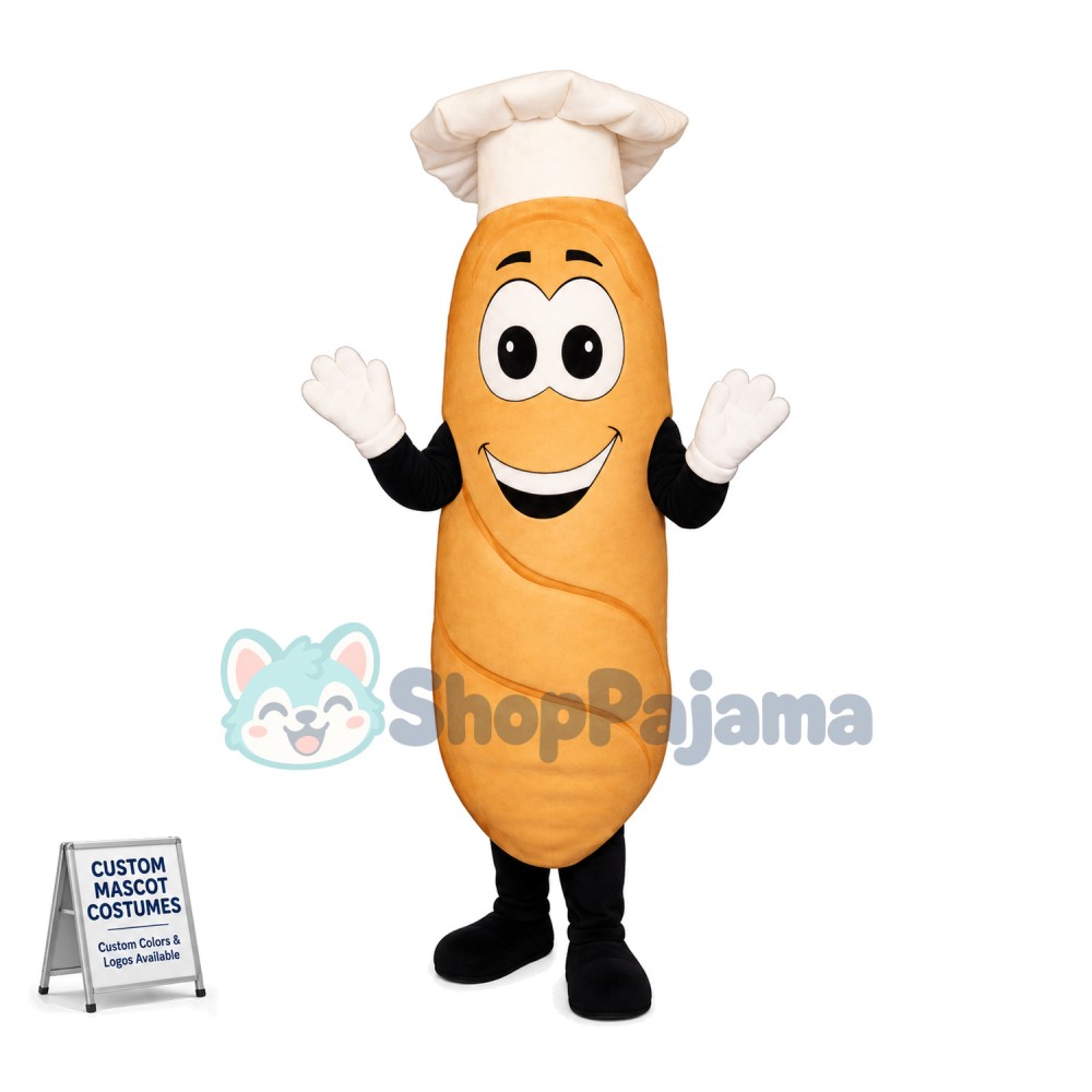 Adult Cartoon Chef French Bread Mascot Costume 