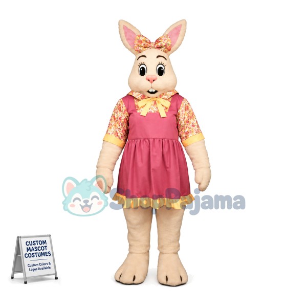 Pretty White Bunny Girl Mascot Costume Suit Fancy Dress 