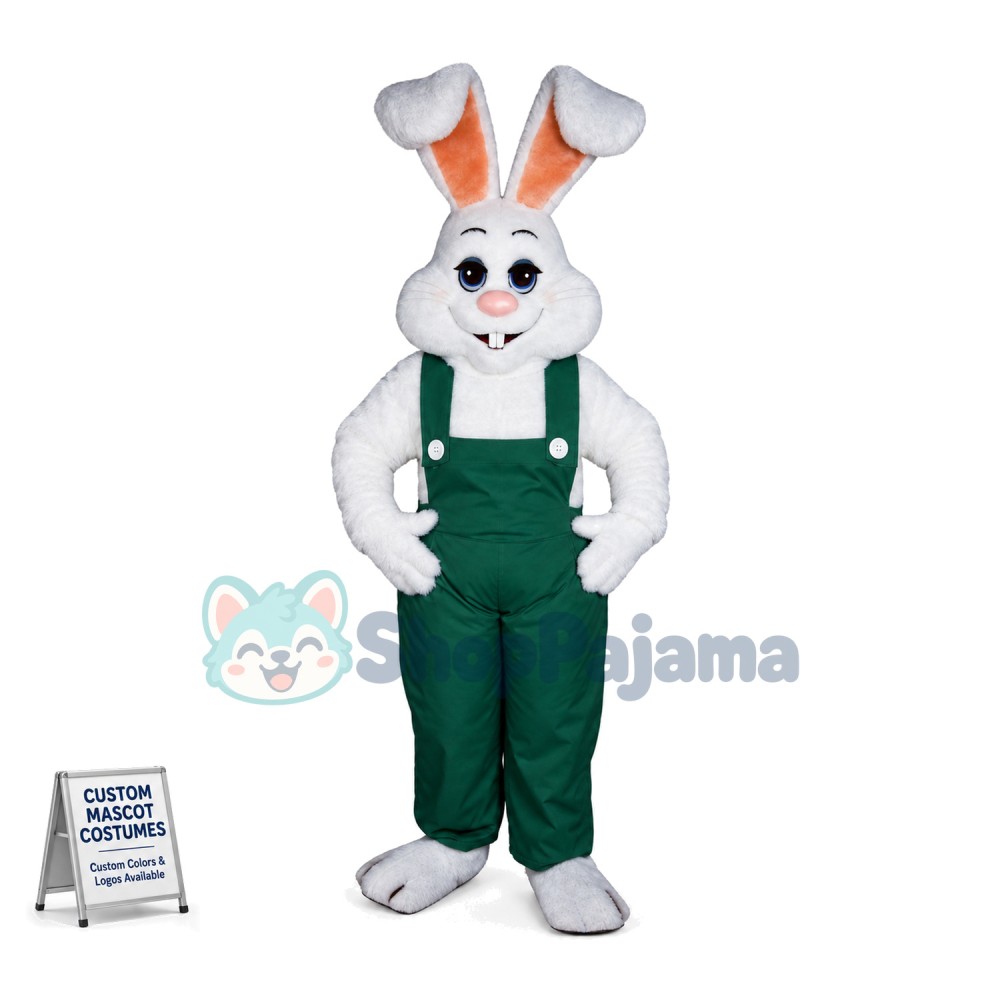 Optimistic White Bunny Mascot Costume Fancy Dress 