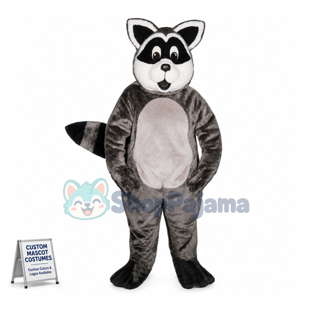 Surprised Gray Raccoon Mascot Costume For Adult 
