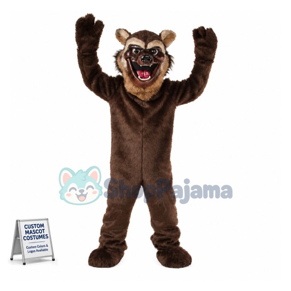 Howling Brown Wolverine Mascot Costume