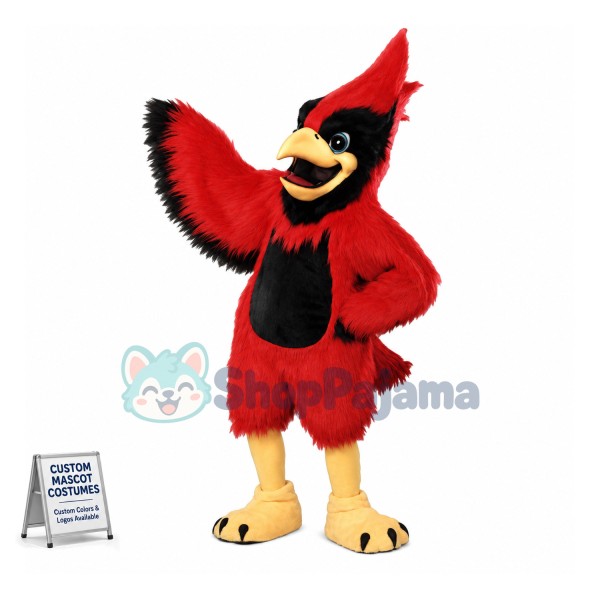 Screaming Cardinal Bird Long Fur Mascot Costume 