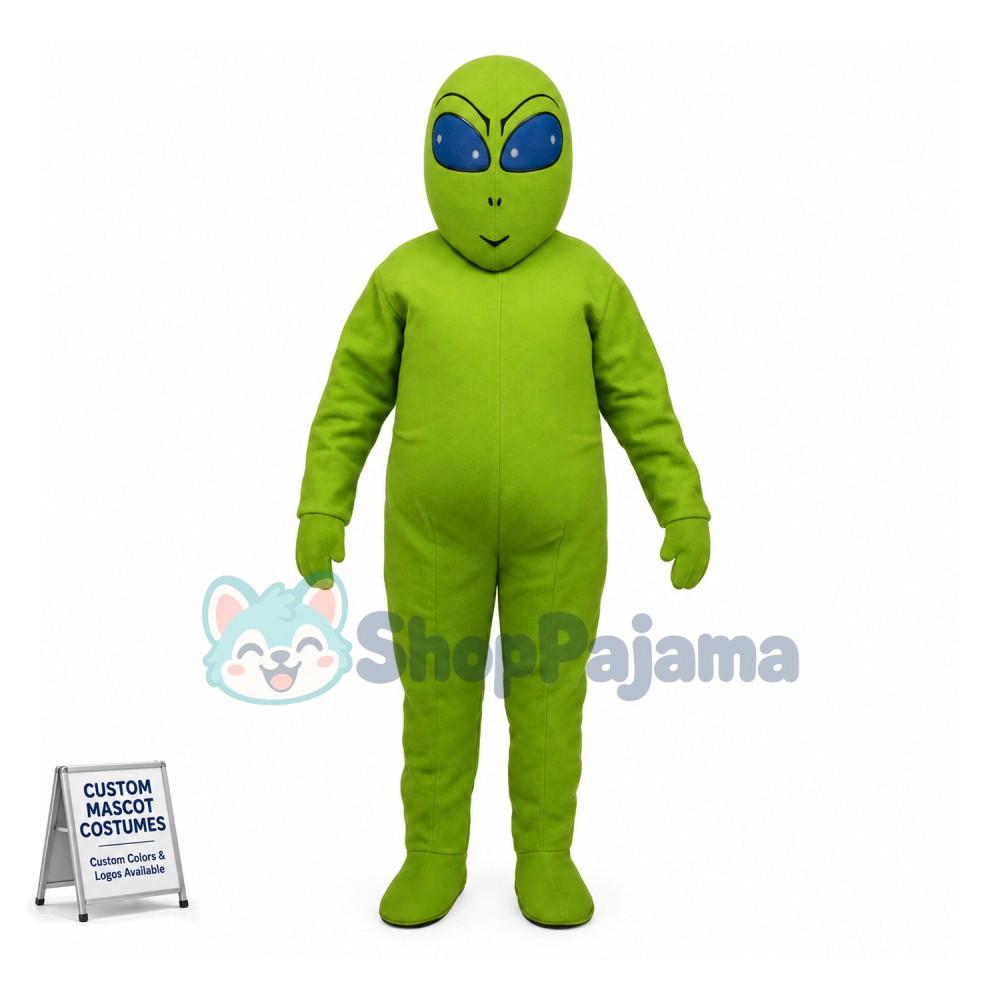Cartoon Green Alien Mascot Costume 