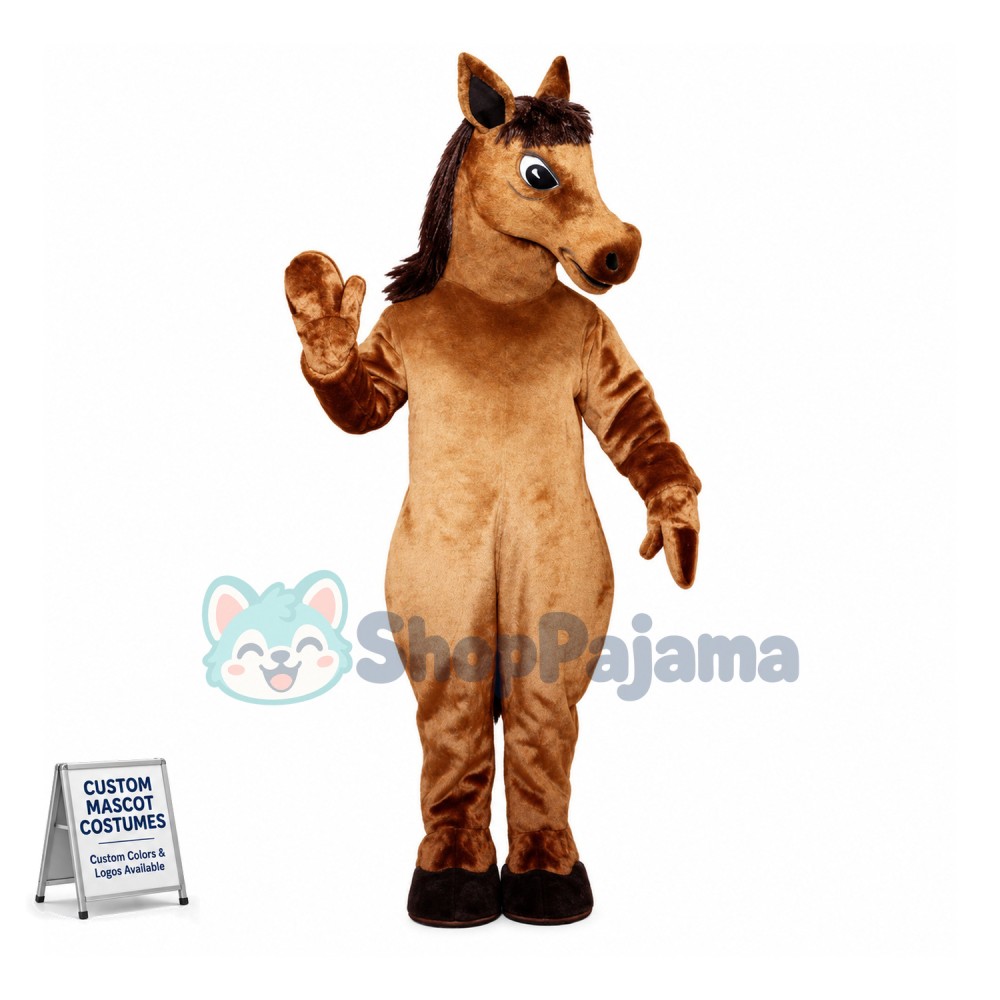 Brown Pony Mascot Costume For Adult 