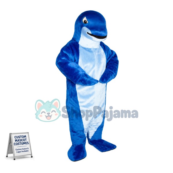 Cartoon Blue Barracuda Mascot Costume