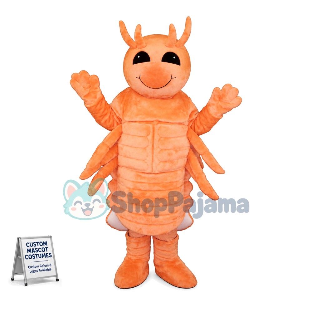 Smiling Cartoon Common Shrimp Mascot Costume