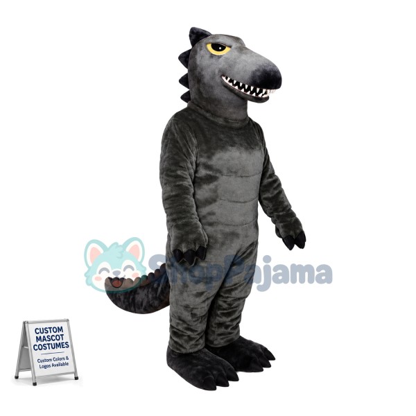 Black Raptor Dinosaur Mascot Costume	