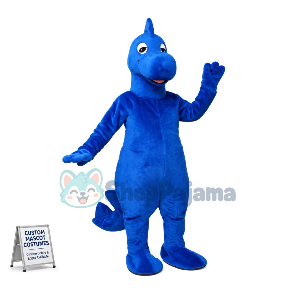 Sleepy Blue Dinosaur Mascot Costume	