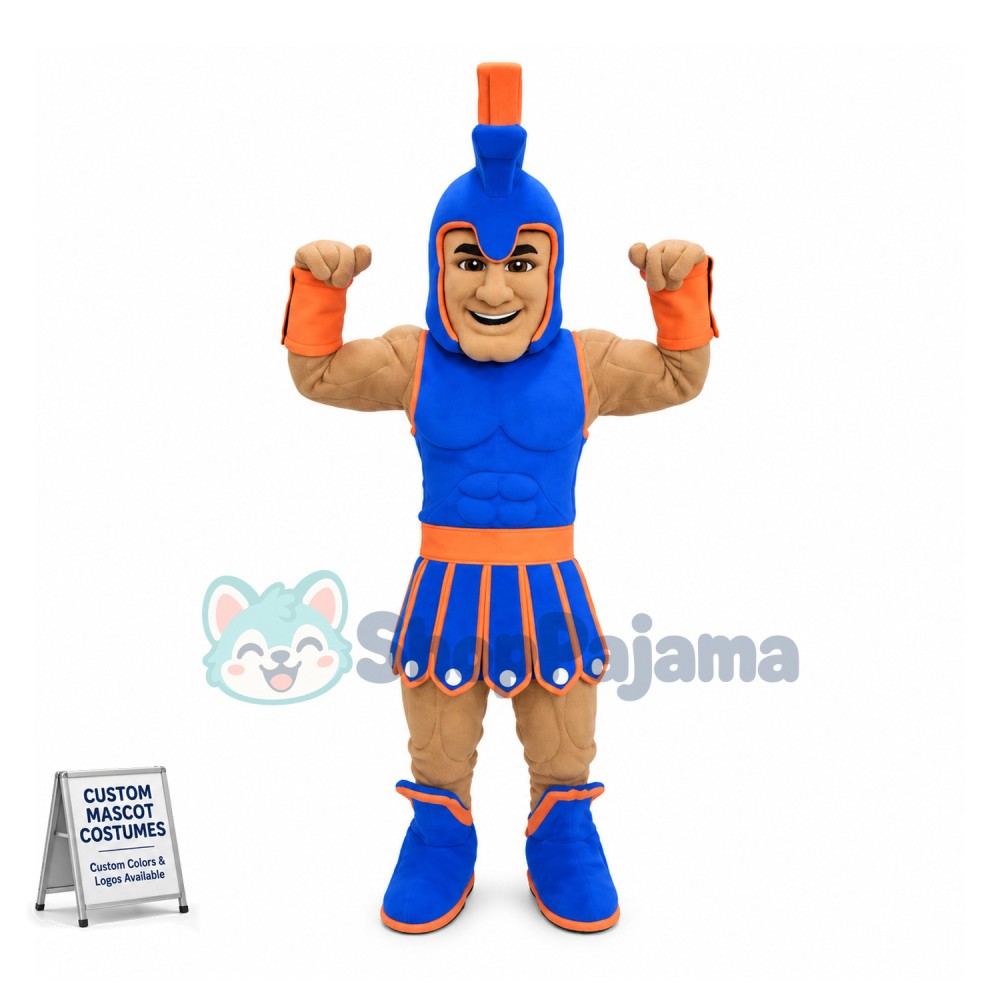 Blue & Orange Trojan Mascot Costume 