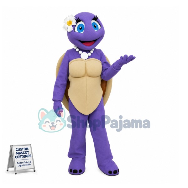 Sweet Cartoon Purple Turtle Girl Mascot Costume 