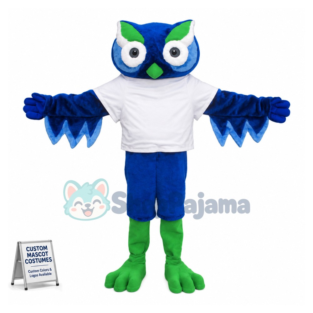 Adult Blue Owl Mascot Costume 