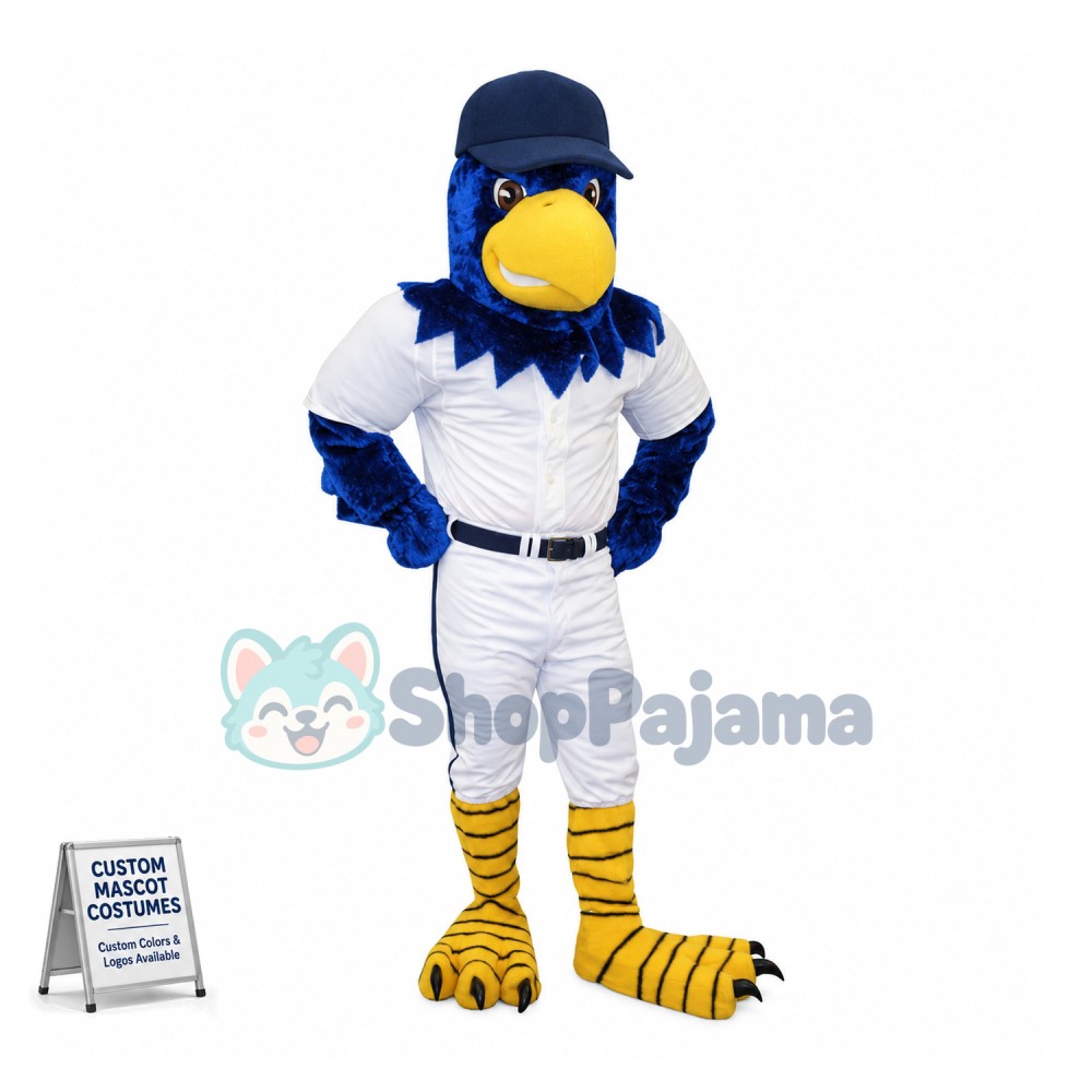 Baseball Blue Hawk Mascot Costume 