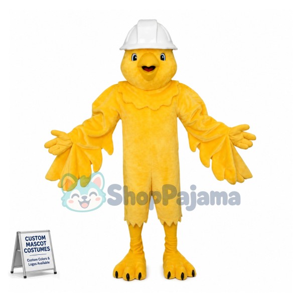 Canary Wearing Hard Hat Mascot Costume 