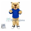 College Beige Bobcat Mascot Costume 