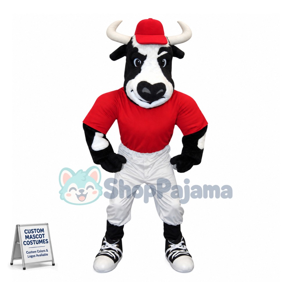 Baseball Holstein Bull Mascot Costume 